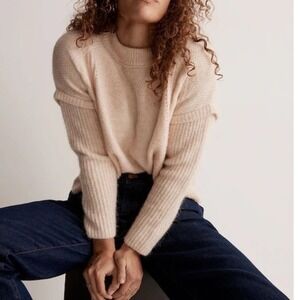 Madewell Sweater Cream Alpaca Wool Havener Cable Knit Size 2XL Oversized